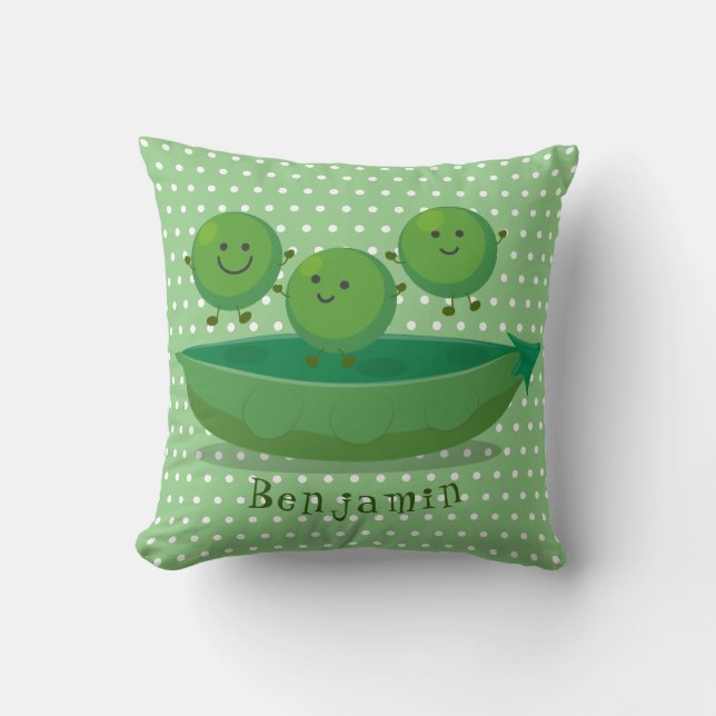 Coussin Petits pois sauteurs en pod dessin animé illustrat (Recto)