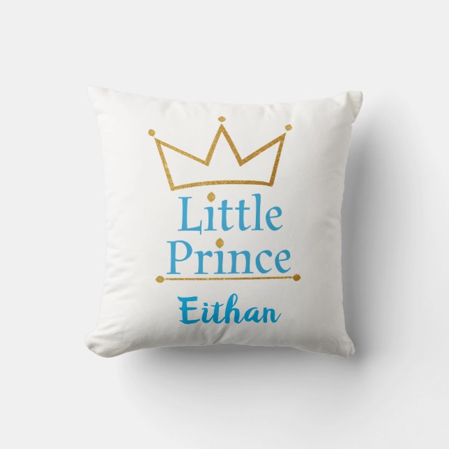 Coussin Petits texte de prince Blue et couronne d'or (Recto)