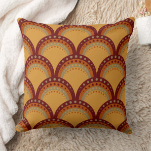 Coussin Pétoncles avec points, Bourgogne, Rouille, Apricot