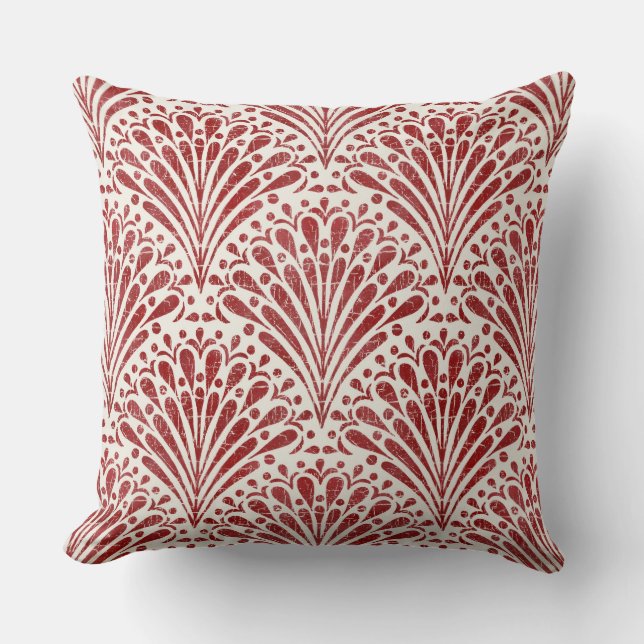 Coussin Pétoncles de Bohême dessinés à la main, rouge sur  (Recto)