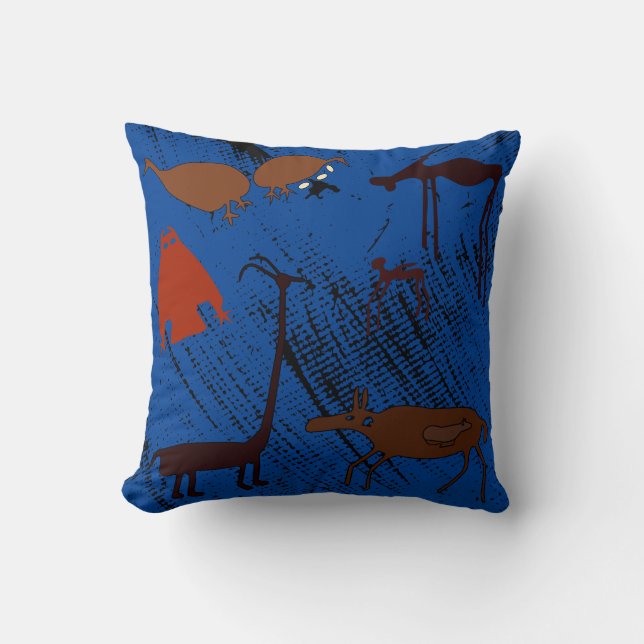 Coussin Petroglyph Cave Art Animaux anciens (Recto)