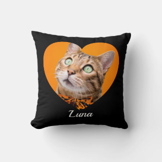 Coussin Pet's Cute Modern Typography Name and heart Photo