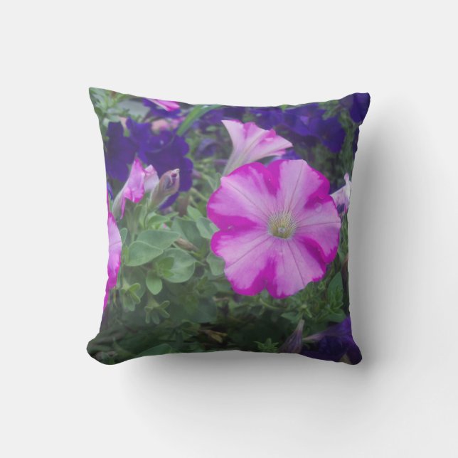 Coussin Pétunias rose et violet (Recto)