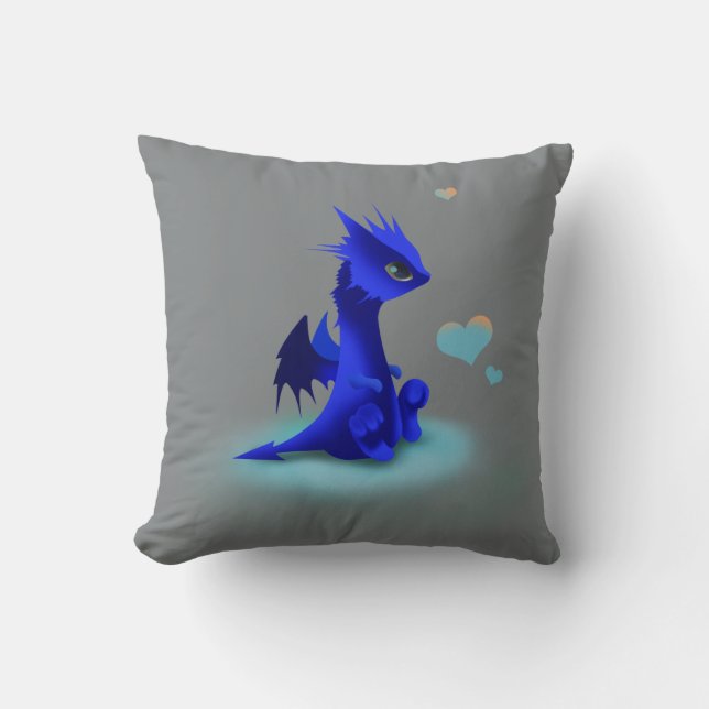 Coussin Peu de dragon bleu de l'amour (Recto)