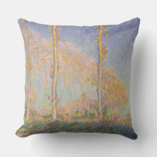 Coussin Peupliers, paysage impressionniste, Claude Monet