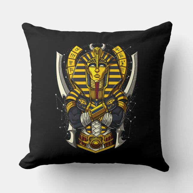 Coussin Pharaon égyptien Toutankhamon, Roi antique Tut (Recto)
