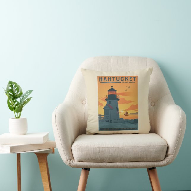 Coussin Phare de Brant Point | Nantucket MA (Chaise)