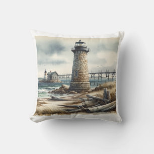 Coussin Phare rustique de la côte Plage maritime