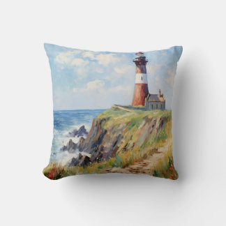 Coussin Phare Sur La Côte Pittoresque - Art Impressionnist