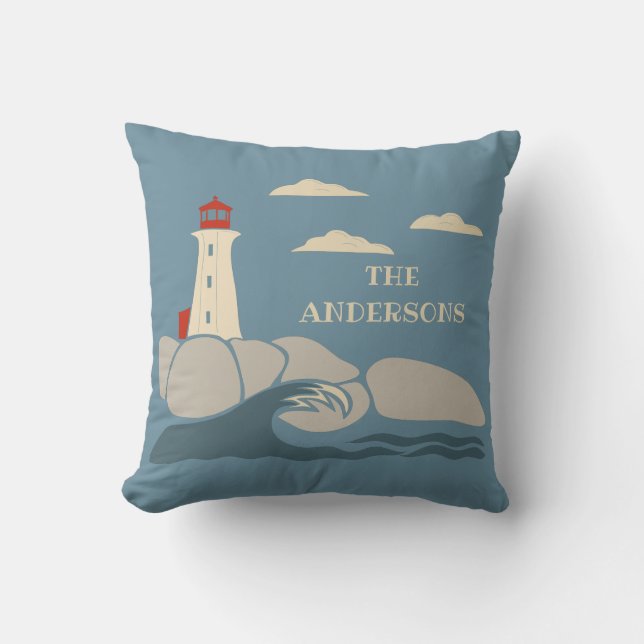 Coussin Phare sur une côte rocheuse (Recto)