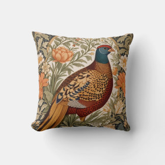 Coussin Pheasant Vintage Floral William Morris Inspired 