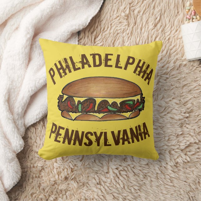 Coussin Philly Philadelphia Pennsylvania PA Fromage Steak (Couverture)