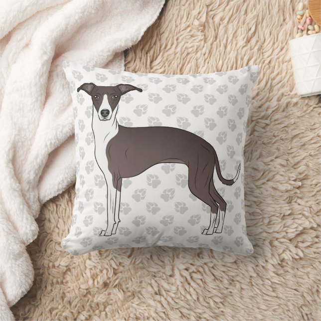 Coussin Phoque Et Blanc Italien Greyhound Chien Avec Paws (Couverture)