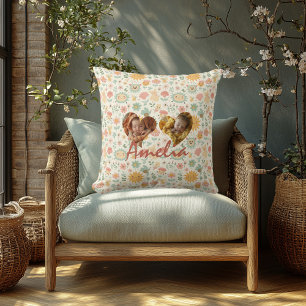 Coussin photo à double coeur personnalisé Kawaii R