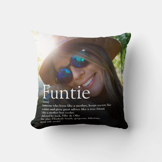 Coussin Photo Amusante Moderne Funtie Tante Tante Définiti (Recto)