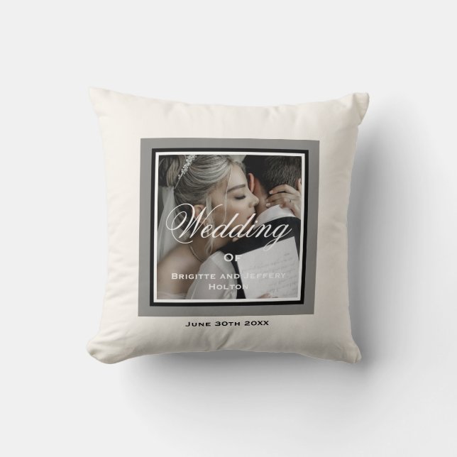 Coussin Photo blanche personnalisée mariage couple (Recto)