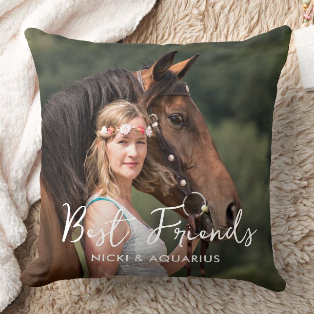 Coussin Photo Cheval Personnalisé Les meilleurs amis éques (Créateur téléchargé)