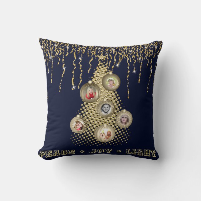 Coussin Photo Collage Family Tree Décoratif Marine Gold (Recto)