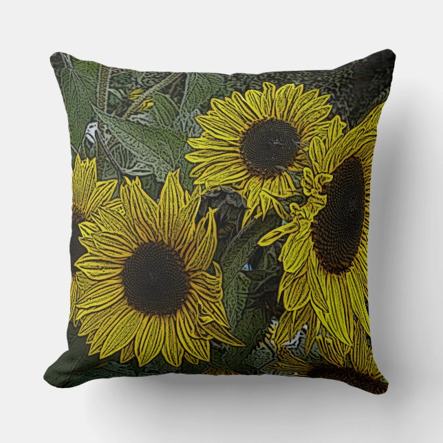 Coussin photo contemporaine de grandes fleurs de soleil ja (Recto)
