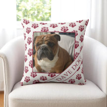 Coussin photo Cream and Maroon Dog