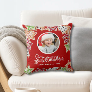Coussin Photo d'aide Père Noël de Noël mignonne
