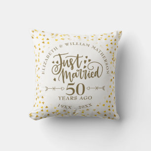 Coussin Photo de 50e anniversaire de mariage Just Married