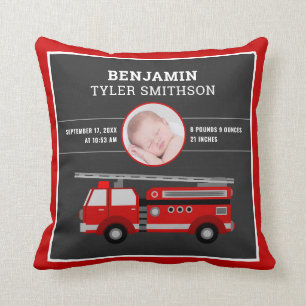 Coussin Photo de bébé de camion de pompiers mignon Statist