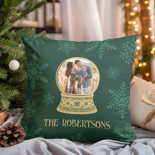 Coussin Photo de boule à neige classique Noël personnalisé