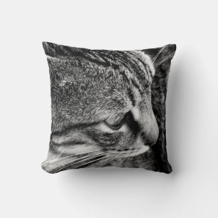 Coussin photo de chat noir et blanc