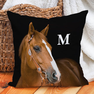 Coussin Photo de cheval Monogramme personnalisée