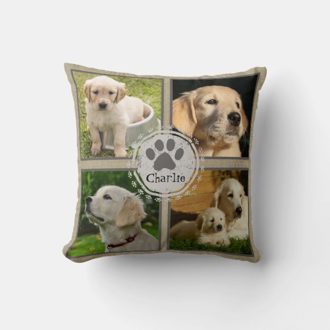 Coussin photo de chien personnalisé 4 photos et no (Recto)