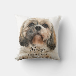 Coussin Photo de chien personnalisé avec nom