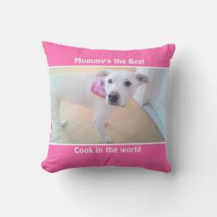 Coussin Photo de chiot blanc mignon et doux avec maman ros