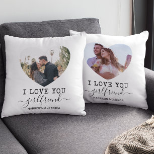 Coussin Photo de cœur pour petite amie Je t'aime