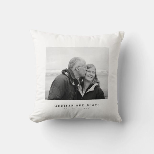 Coussin Photo de couple d'anniversaire Date de mariage