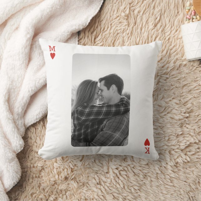 Coussin Photo de couple de cartes à jouer Cadeau d'amour r (Couverture)