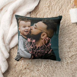 Coussin Photo de famille Cœurs roses Joyuse Saint-Valentin