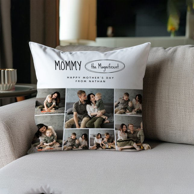 Coussin Photo de famille de la fête des mères personnalisé (Créateur téléchargé)
