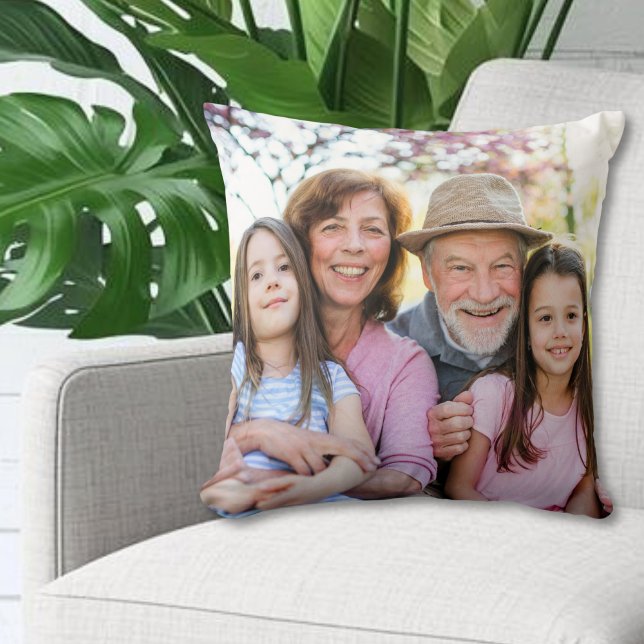 Coussin Photo de famille personnalisé double face (Custom Double Sided Family Photo Throw Pillow)