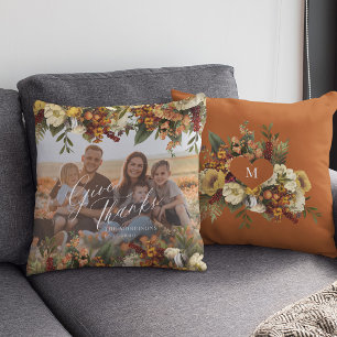 Coussin Photo de famille Thanksgiving donner merci automne