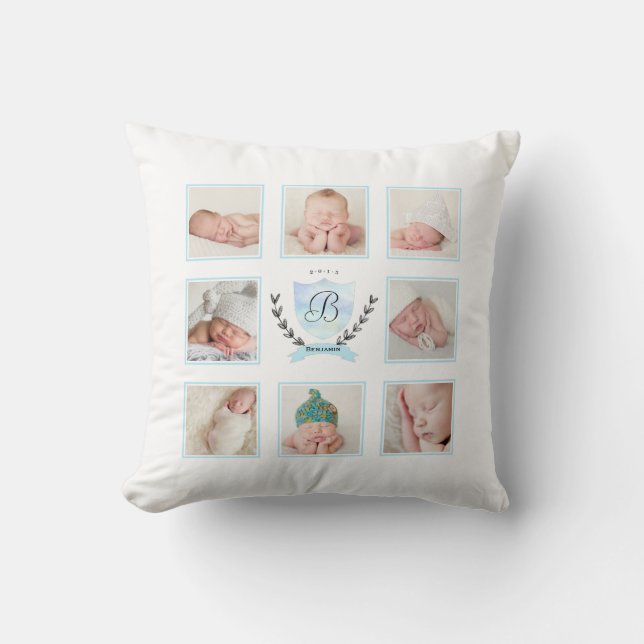 COUSSIN PHOTO DE GARÇON PERSONNALISÉE AVEC WREATH (Recto)