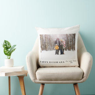 Coussin Photo de Joyeuses Fêtes Moderne Minimaliste
