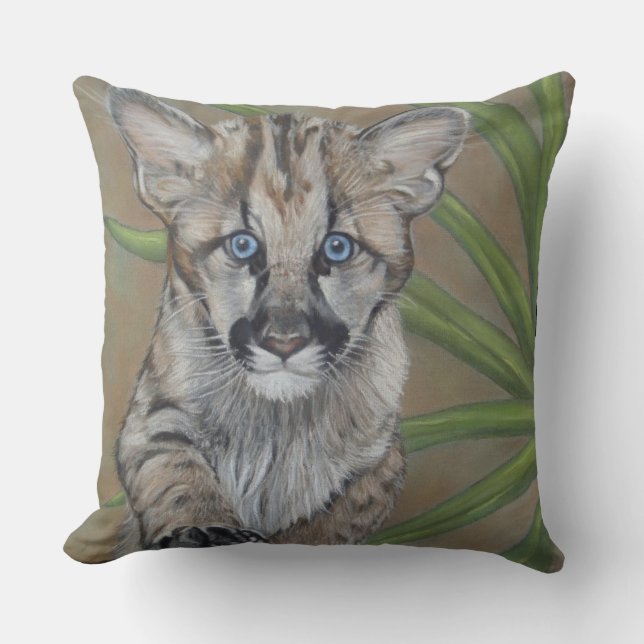 Coussin photo de la faune de big cat cougar kitten (Recto)