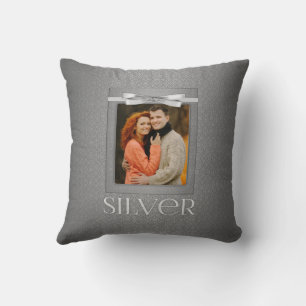 Coussin Photo de l'anniversaire du 25e Silver Mariage dama