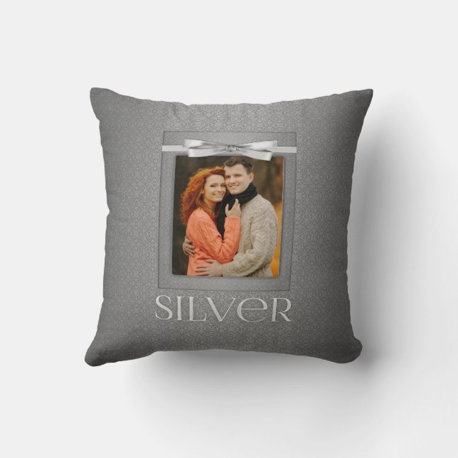 Coussin Photo de l'anniversaire du 25e Silver Mariage dama (Verso)
