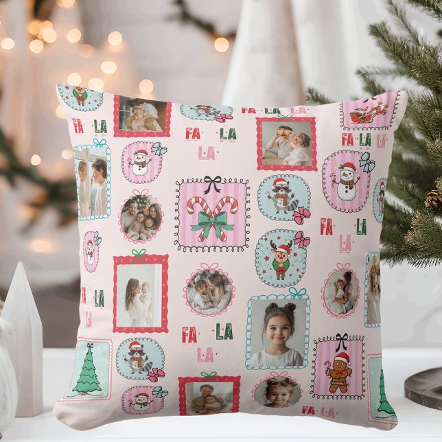 Coussin photo de Noël personnalisé | Rose (Créateur téléchargé)