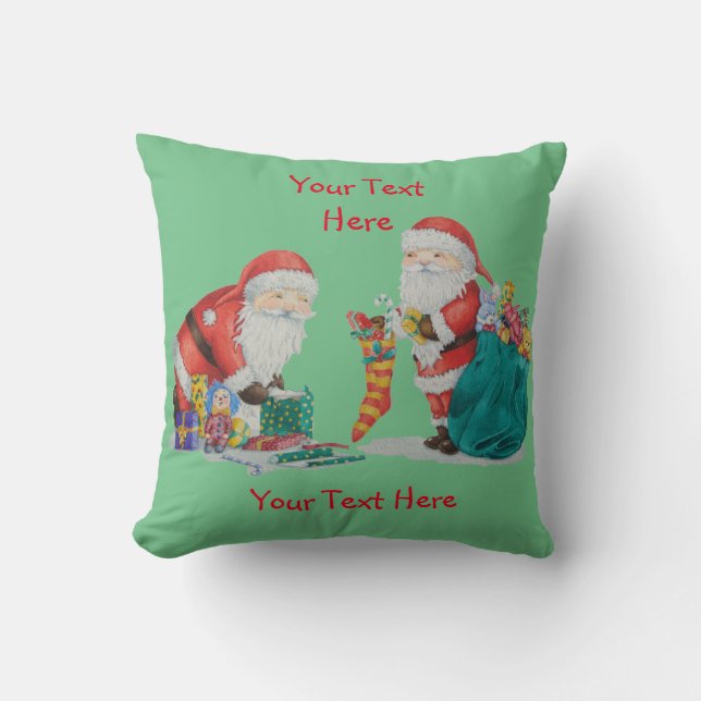Coussin photo de père Noël mignonne prêt pour Noël (Recto)