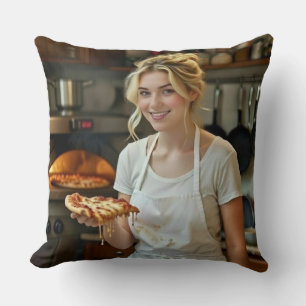 Coussin Photo de pizza en train de manger Personnaliser