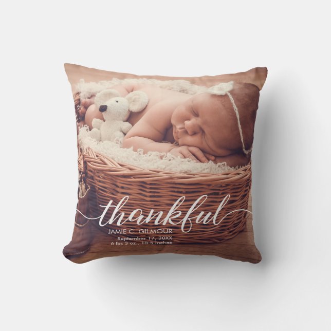 Coussin Photo de remerciement personnalisée pour bébé fair (Recto)