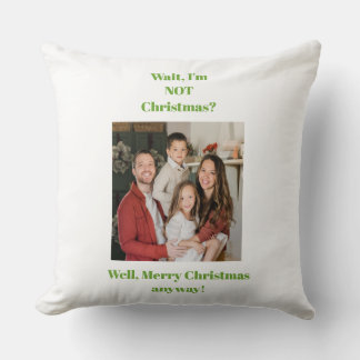 Coussin photo de texte vert pour les fêtes de Noël